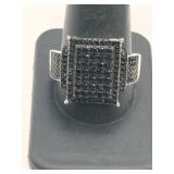 Silver black stone ring Marked 925 size 10.5.