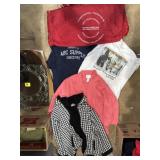 Ladies coat, garment bag, button shirt and