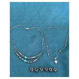 Sterling Marked Necklace with White Opal Pendant