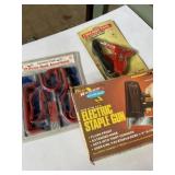 Electric staple gun, 30 W soldering iron, and 17
