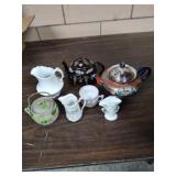 Group ceramic items including tea pots, pitchers,