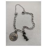 Silver charm bracelet 2 charms safety chain