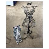 Metal cat (15") & wire dress form mannequin (29")