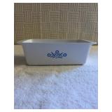 Corning ware bread bowl, white with  blue flowers
