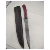 Handmade Damascus-style knife   9 " blade w/