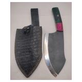 Handmade Damascus-style cleaver  7 " blade w/