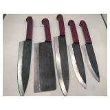 Handmade Damascus-style chef knife set