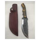 Handmade Damascus-style survival knife   5.5 "