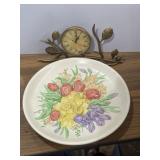 3 dimensional 14" ceramic platter and cast metal