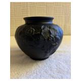 Tiffin black, amethyst, satin glass vase.