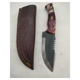Handmade Damascus-style Hunting knife   4 " blade