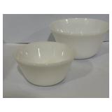 Nesting white milk glass ovenware mixing bowls