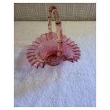 Fenton Pretty little pink ruffle  basket 7 inches