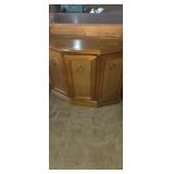 American Pecan and Rattan Console Cabinet