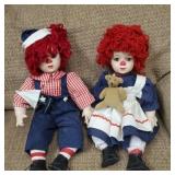 Raggedy Ann and Andy porcelain doll set.