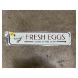 Fresh eggs metal modern sign 4 x 18"