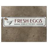 Fresh eggs metal modern sign 4 x 18"