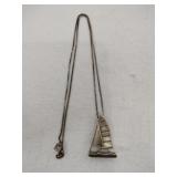 Silver goldtone sailboat necklace box chain