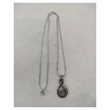 Silver clear Stone teardrop necklace snake chain