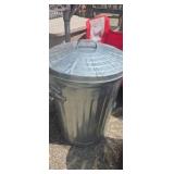 Galvinized metal trash can with lid