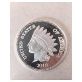 2018 Indian .999 fine silver round