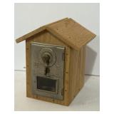 Handmade safe bank with coin contents, 7'