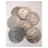 7 Eisenhower dollars 1970s