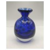 Blue blown art glass vase 5 '