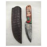 Damascus style hunting knife 4' blade w/stealth