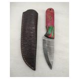 Damascus style hunting knife 4' blade w/stealth