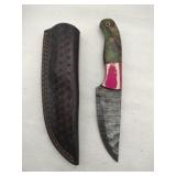 Damascus style hunting knife 4' blade w/stealth