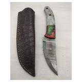 Damascus style hunting knife 4' blade w/stealth
