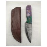Damascus style hunting knife 4' blade w/stealth