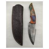 Damascus style hunting knife 4' blade w/stealth