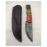 Damascus style hunting knife 4' blade w/stealth