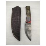 Damascus style hunting knife 4' blade w/stealth