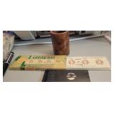 Pepsi brush, old automatic adding machine, pen