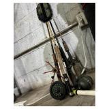 Fishing poles, reels, and more, some have damage