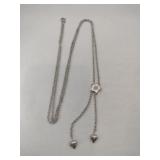 Silver Star and heart dangle chain necklace