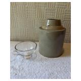 8 inchVintage canning, crock jar, with glass