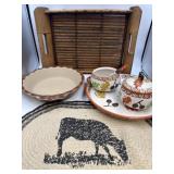 Bamboo tray, Haeger Natural stone Bakeware,