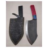 Damascus style meat cleaver 7 ' blade w/stealth