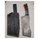 Damascus style meat cleaver 7 ' blade w/stealth
