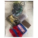 Instrument cables, replica mini guitar, magnets,