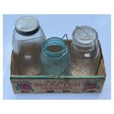 3 Ball jars blue / clear & Art Deco style