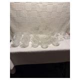 Large Punch bowl with 21 cups and hooks. 15 cups