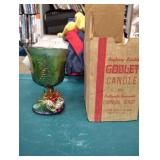 Carnival glass in box goblet candle