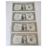 4 1935 blue seal silver certificate 1$