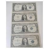 4 1957 blue seal silver certificate 1$