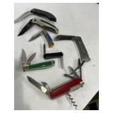 Seven different type  pocket knives